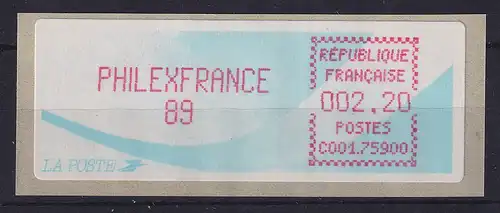 Frankreich 1989 Sonder-ATM PHILEXFRANCE 89 Wert 2,20 lilarot **
