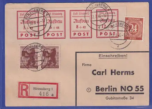 Lokalausgaben Strausberg Mi-Nr. 34-37 B in MiF auf R-Karte