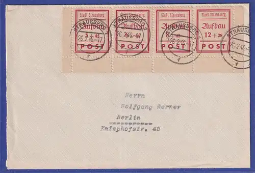 Lokalausgaben Strausberg Mi-Nr. 34-37 A Viererstreifen auf Brief 