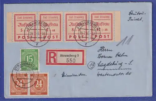 Lokalausgaben Strausberg Mi-Nr. 34-37 A in MiF auf R-Brief