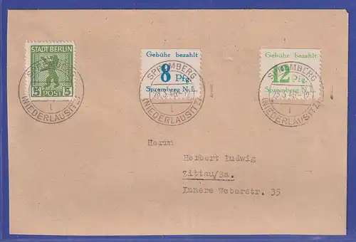 Lokalausgaben Spremberg 1946 Mi-Nr. 23 A und 24 A in MiF auf Brief nach Zittau