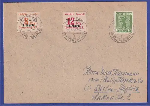 Lokalausgaben Spremberg 1946 Mi.-Nr. 19-20 B als MiF auf Brief nach Berlin