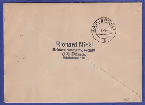 Lokalausgaben Dessau Mi-Nr. I - III Spendenmarken als MiF auf R-Brief 