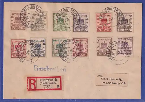 Lokalausgaben Finsterwalde 1946 Mi-Nr. 1-12 auf R-Brief 