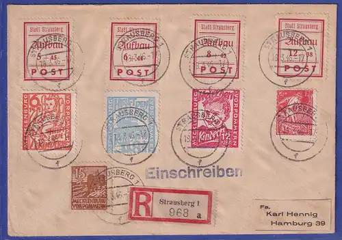 Lokalausgaben Strausberg Mi-Nr. 34-37 A, in MiF, portogerecht auf R-Brief