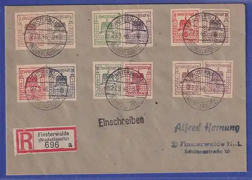 Lokalausgaben Finsterwalde 1946 Mi-Nr. 1-12, auf Orts-R-Brief 