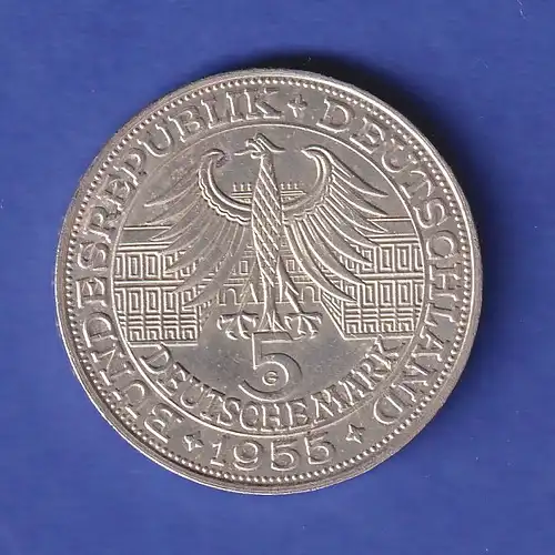 Bund 5DM Silber-Gedenkmünze 1955, Markgraf von Baden / Türkenlouis. vz !