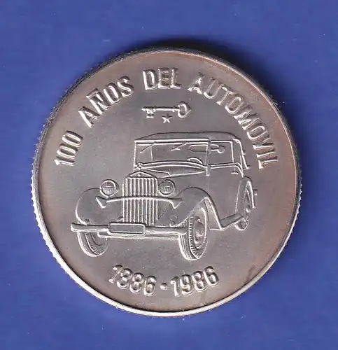 Kuba Silber-Gedenkmünze 5 Pesos 100 Jahre Automobil 1986