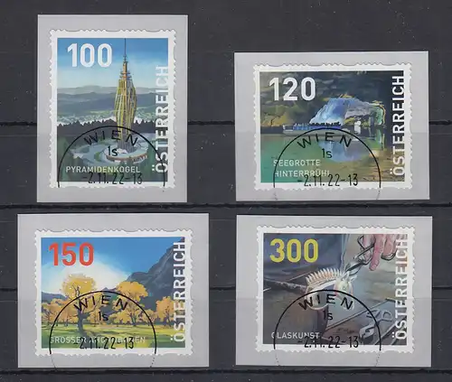 Österreich 2022 Dispenser-Marken 3. Ausgabe Heimat Satz 4 Werte neue Motive O