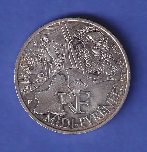 Frankreich  Silbermünze 10 Euro Französische Regionen - Midi-Pyrénées 2012