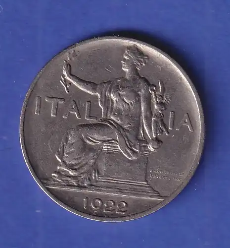 Italien Kursmünze 1 Lira Allegorie der Republik 1922