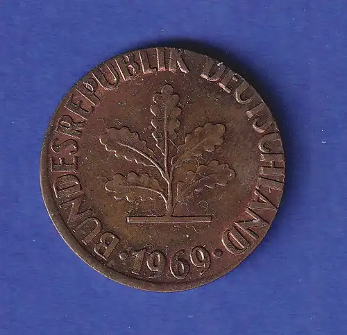 Bundesrepublik 10 Pfennig Verprägung 1969 D auf 2Pf-Schrötling