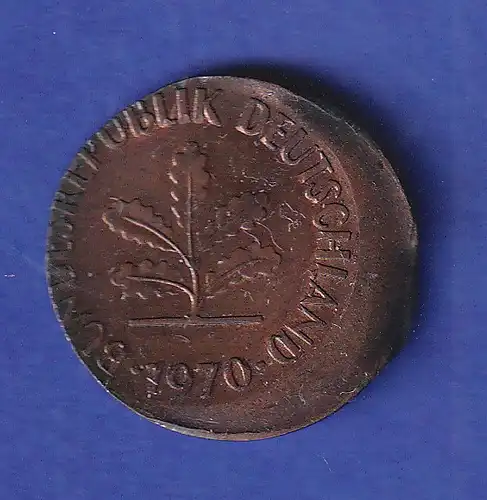 Bundesrepublik 1 Pfennig Verprägung stark dezentriert 1970 D 