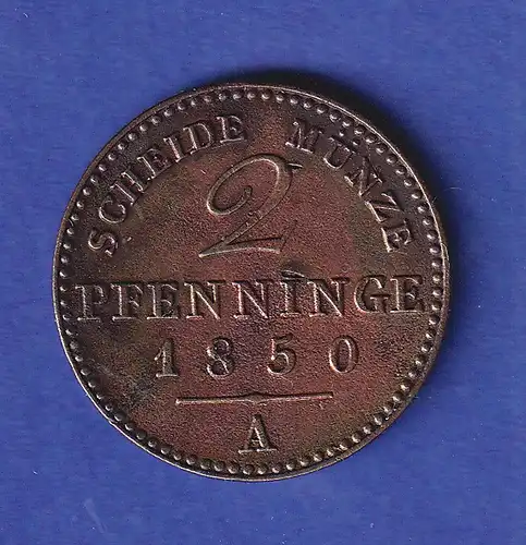Preußen Kursmünze 2 Pfennige 1850 A