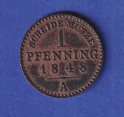 Preußen Kursmünze 1 Pfennig 1848 A