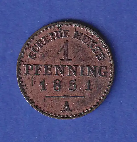 Preußen Kursmünze 1 Pfennig 1851 A