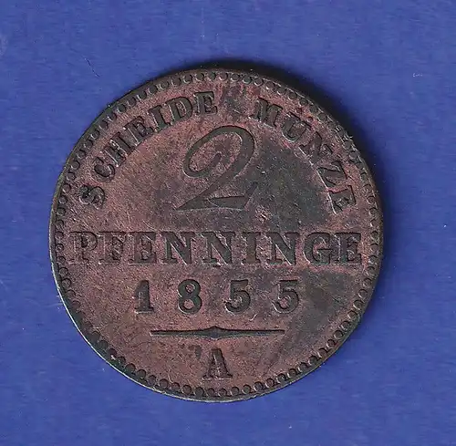Preußen Kursmünze 2 Pfennige 1855 A