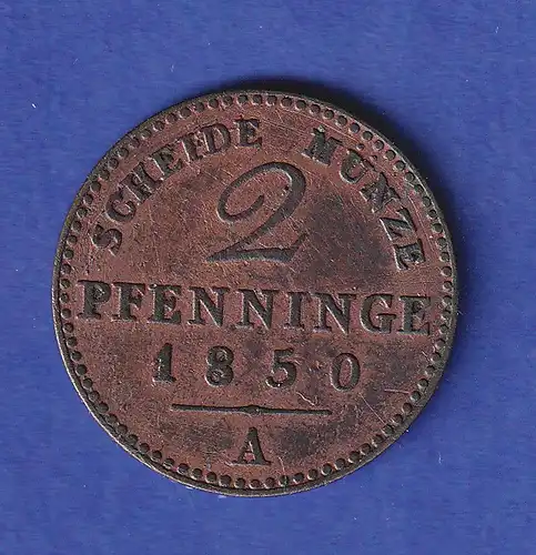Preußen Kursmünze 2 Pfennige, 1850 A