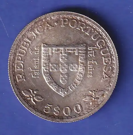 Portugal Silbermünze 5 Escudos 500. Todestag von Prinz Henrique 1960