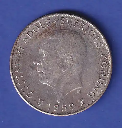 Schweden Silbermünze 5 König Gustaf VI. Adolf Verfasssung 1959