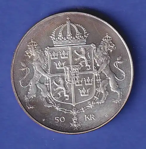 Schweden Silbermünze 50 Kronen Königliche Hochzeit, 1976