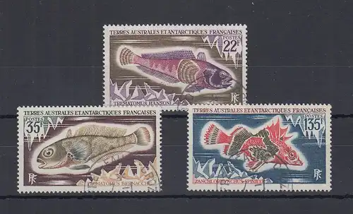 Französische Antarktis 1971 Mi.-Nr. 68-70 Fische gestempelt