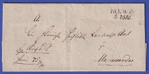 Preußen Vorphila-Brief mit Zweizeiler MEWE, 1820er Jahre