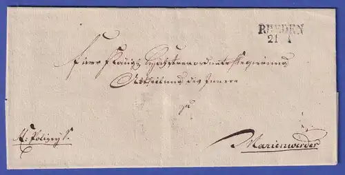 Preußen Vorphila-Brief mit Zweizeiler RHEDEN, um 1825