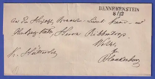 Preußen Vorphila-Brief mit Zweizeiler BENNEKENSTEIN, nach 1825