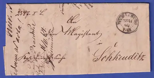 Preußen Dienstbrief mit Zweikreisstempel MERSEBURG, 1864