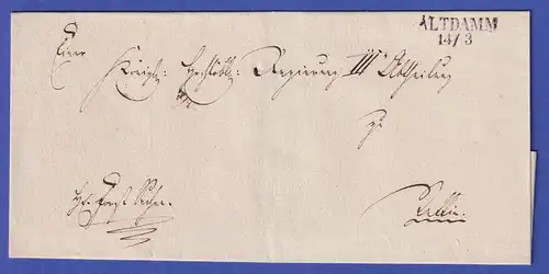 Preußen Vorphila-Brief mit Zweizeiler ALTDAMM, nach 1825