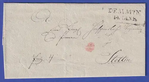 Preußen Vorphila-Dienstbrief mit Zweizeiler DEMMIN, 1820er Jahre