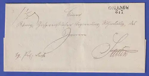 Preußen Vorphila-Dienstbrief mit Zweizeiler GOLLNOW, nach 1825
