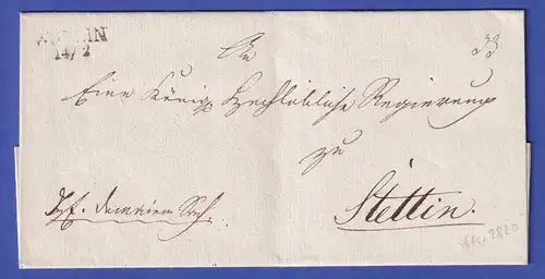 Preußen Vorphila-Dienstbrief mit Zweizeiler WOLLIN, späte 1820er Jahre  