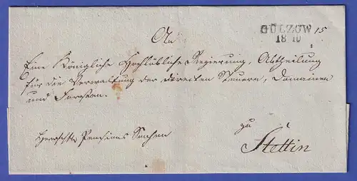 Preußen Vorphila-Dienstbrief mit Zweizeiler GÜLZOW, nach 1825