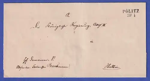 Preußen Vorphila-Dienstbrief mit Zweizeiler PÖLITZ nach 1825