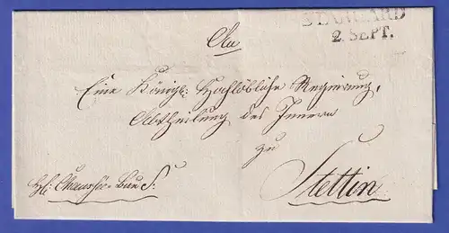 Preußen Vorphila-Dienstbrief mit Zweizeiler STARGARD, Anfang 1820er Jahre