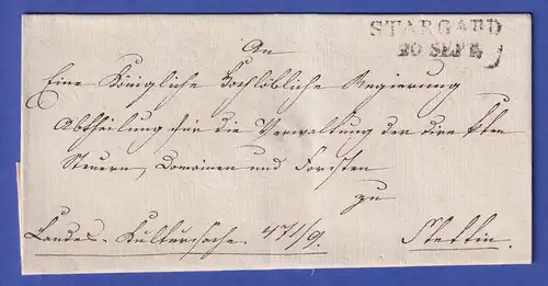 Preußen Vorphila-Dienstbrief mit Zweizeiler STARGARD, frühe 1820er Jahre