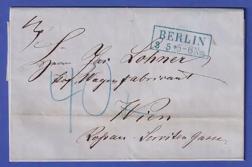 Preußen Brief mit schönem Rechteckstempel BERLIN in blau, 1863