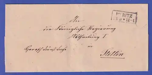 Preußen Dienstbrief mit Rechteckstempel PYRITZ, nach 1850