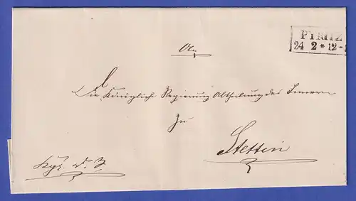 Preußen Dienstbrief mit Rechteckstempel PYRITZ nach 1850