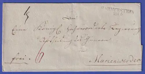 Preußen Vorphila-Brief mit Zweizeiler HAMMERSTEIN, nach 1825