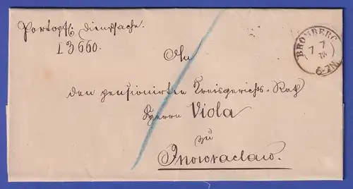 Preußen Brief mit Einkreisstempel BROMBERG, Juli 1873