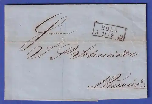 Preußen Brief mit Rechteckstempel BONN, 1863