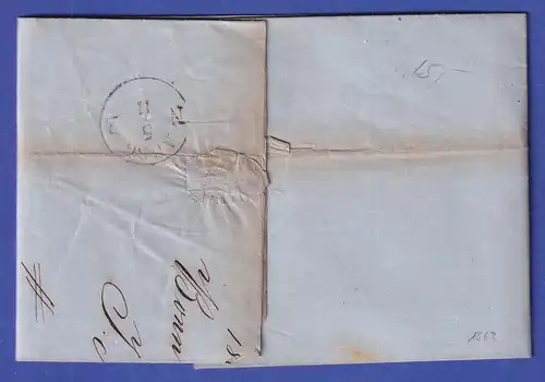 Preußen Brief mit Rechteckstempel BONN, 1863