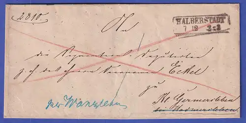 Preußen Brief mit Rechteckstempel HALBERSTADT, 1855