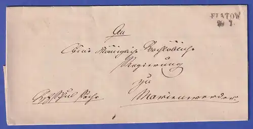 Preußen Vorphila-Dienstbrief mit Zweizeiler FLATOW, nach 1825