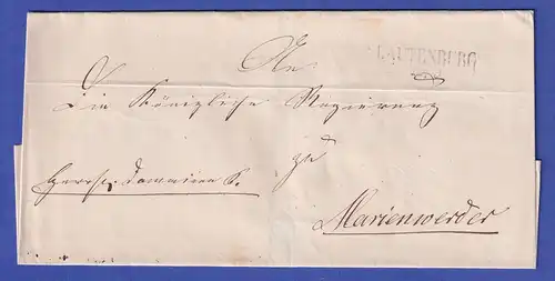 Preußen Vorphila-Dienstbrief mit Zweizeiler LAUTENBURG nach 1825