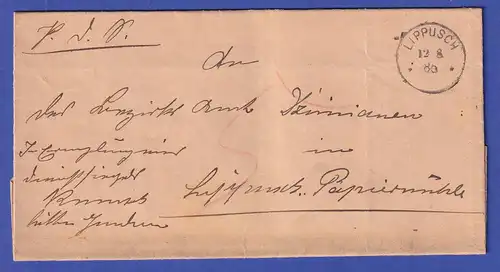 Preußen Dienstbrief mit Einkreisstempel LIPPUSCH, 1885