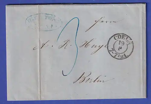 Preußen Brief mit Zweikreisstempel COELN, 1854